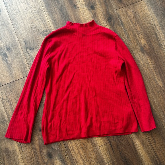 Simply Styled Sweaters - Simply Styled Bright Red Ribbed Mock Neck Sweater